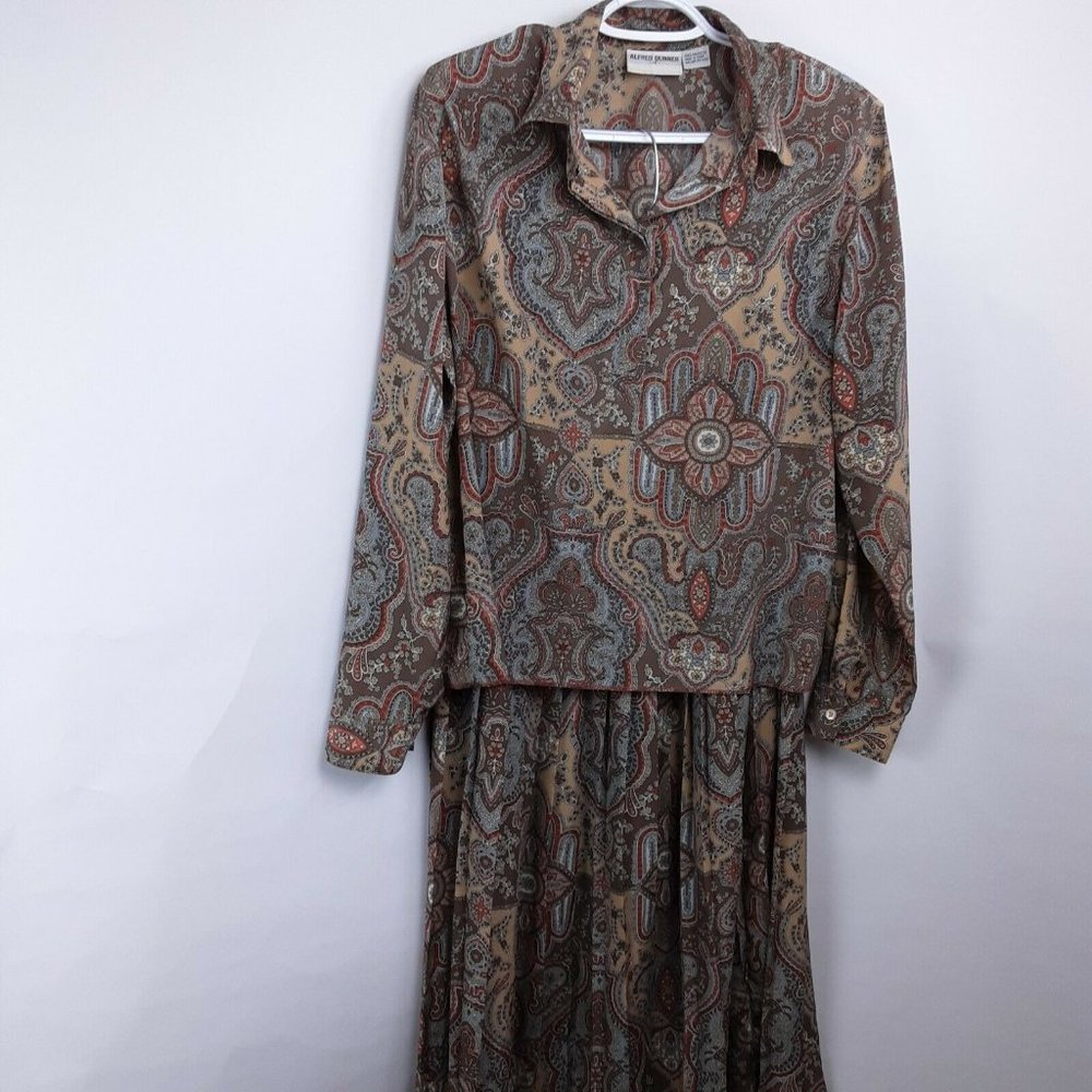 Alfred Dunner Sz 12 Vintage Blouse Skirt Set 80's grannycore